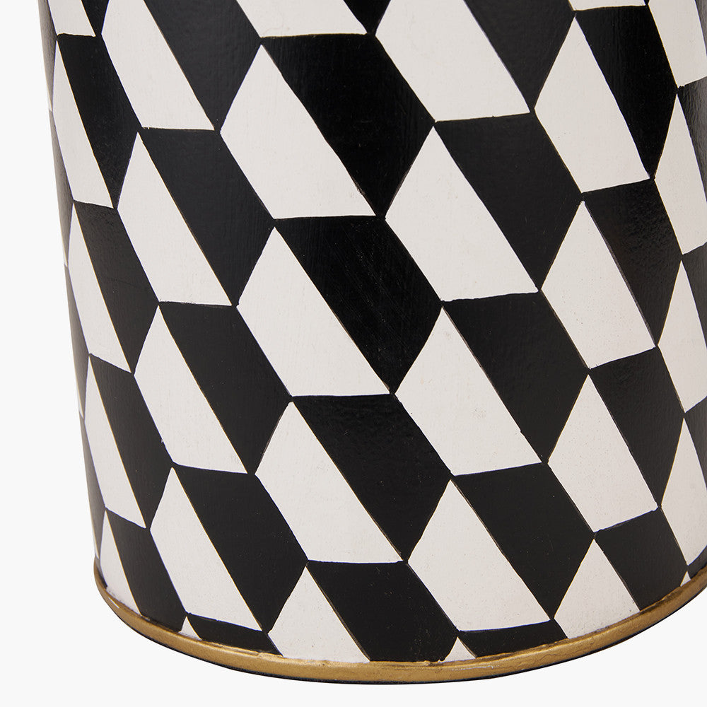 Victor Black & White Geometric Hand Painted Metal Table Lamp - Base Only